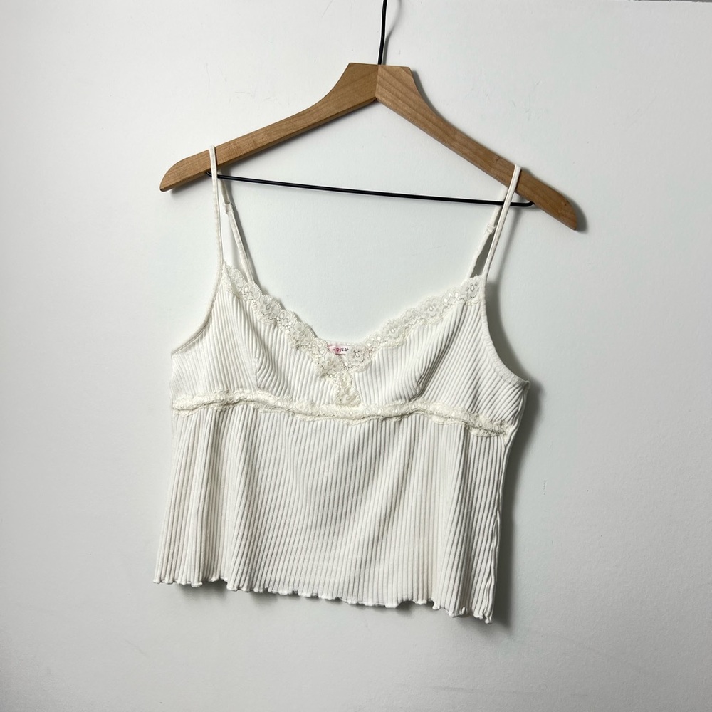 PJ Salvage White Lace Trim Cami Top Size Large